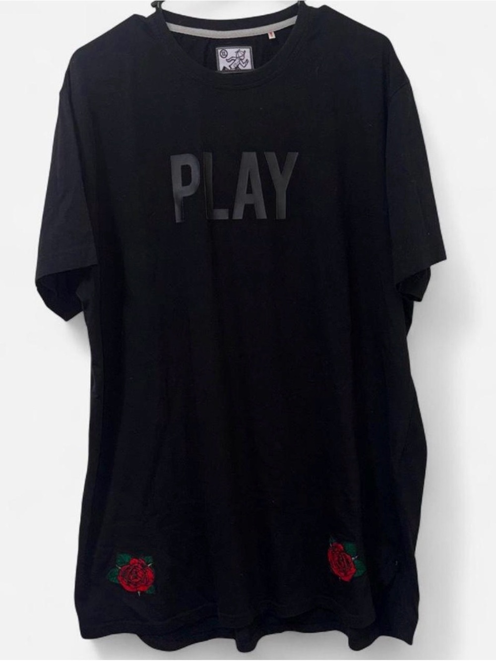 PLAY Embroidered Rose Short-Sleeve T-Shirt - Black